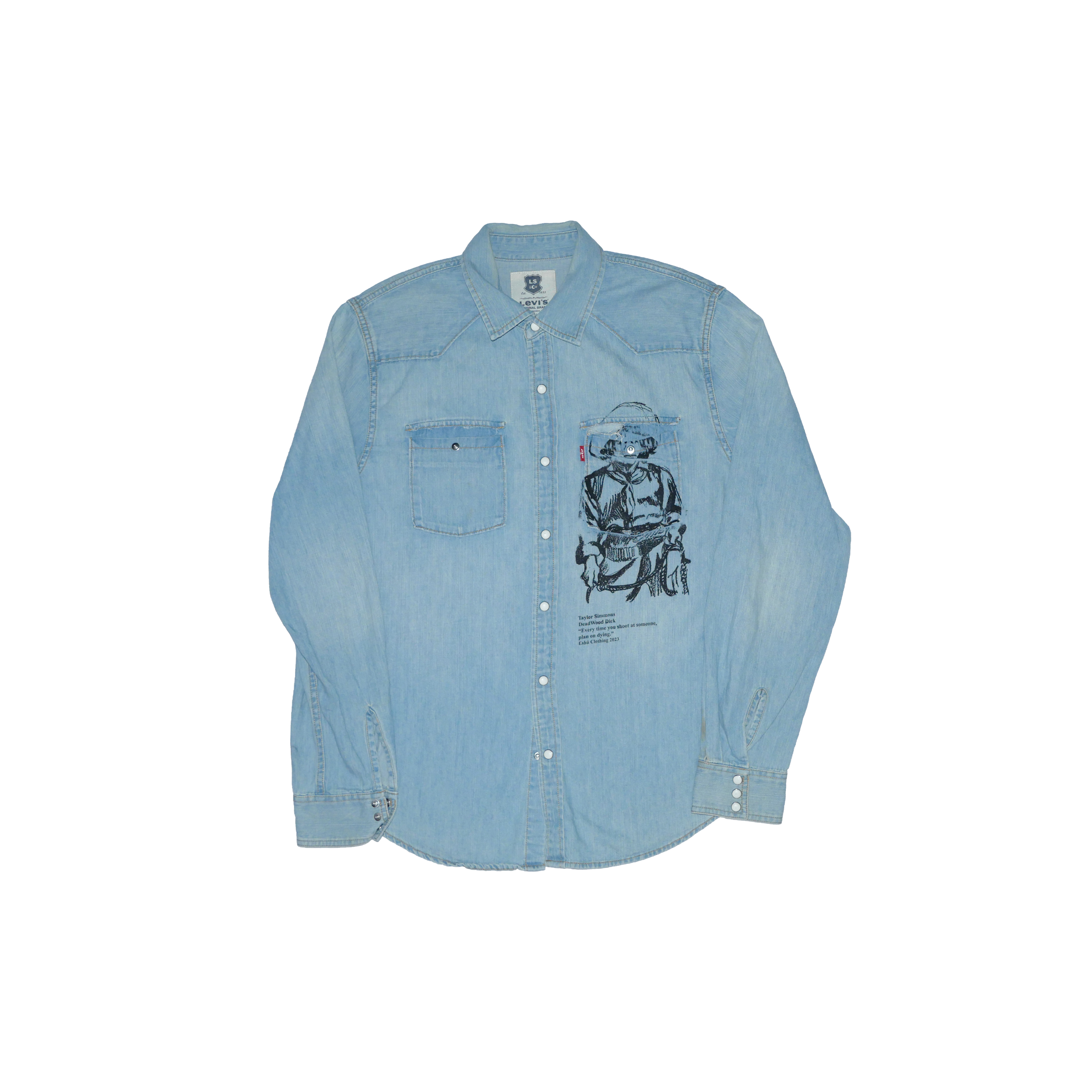 Eshu Illustrated Denim Shirt — Eshu-Denim-Shirt-Vintage-Light-Wash.JPEG